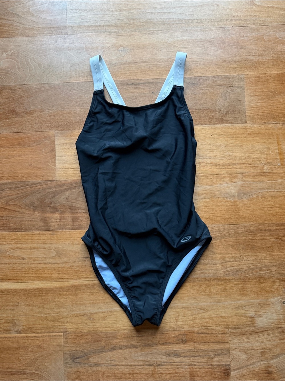 Women's Black One-Piece Swimsuit with White Straps